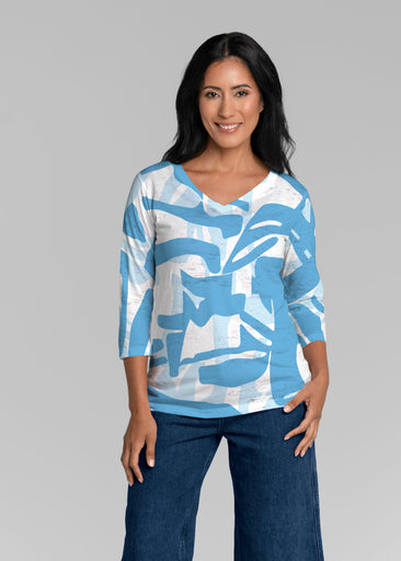 Amaze Sky (26025) ~ Signature 3/4 Sleeve V-Neck Top