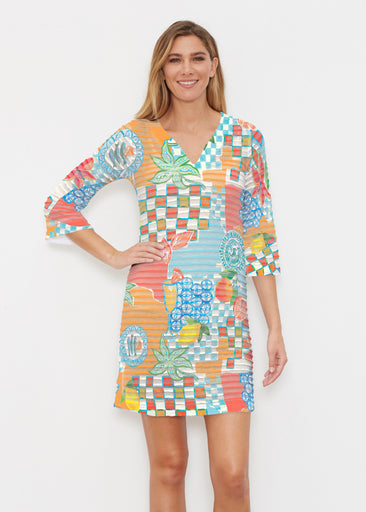 Amalfi (26027) ~ Banded 3/4 Sleeve Dress