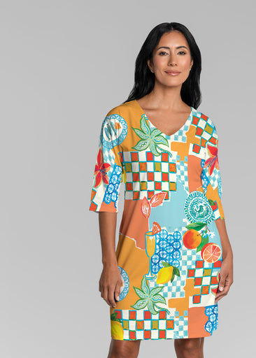 Amalfi (26027) ~ Lucy 3/4 Sleeve V-Neck Dress