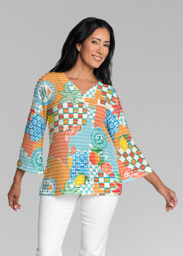 Amalfi (26027) ~ Banded 3/4 Bell-Sleeve V-Neck Tunic