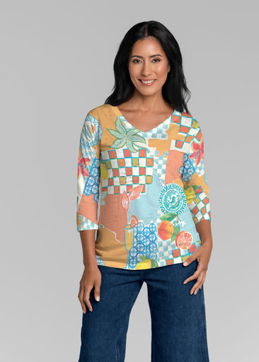 Amalfi (26027) ~ Signature 3/4 Sleeve V-Neck Top