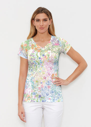 Flower Market (26028) ~ Signature Cap Sleeve V-Neck Shirt
