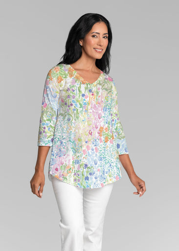Flower Market (26028) ~ V-neck Flowy Tunic