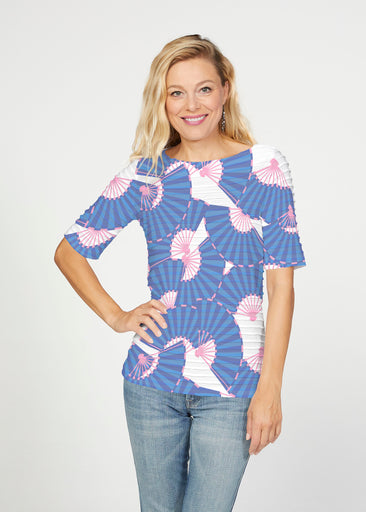 Spring Fling (26029) ~ Banded Elbow Sleeve Boat Neck Top