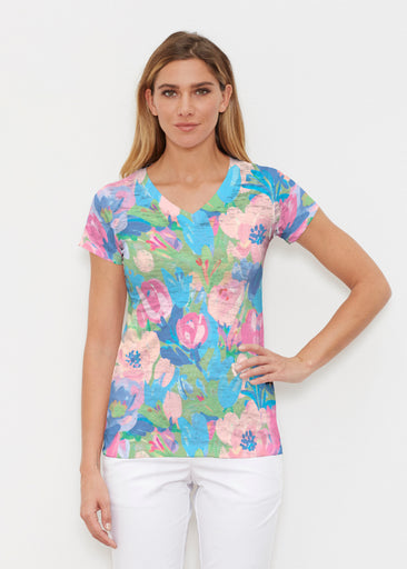 Amelie (26030) ~ Signature Cap Sleeve V-Neck Shirt