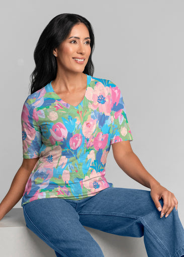 Amelie (26030) ~ Signature Elbow Sleeve V-Neck Top