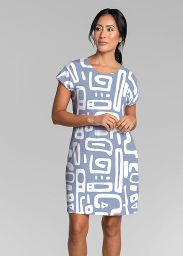 Gentle Geo Blue (26031) ~ Lucy Tee Dress
