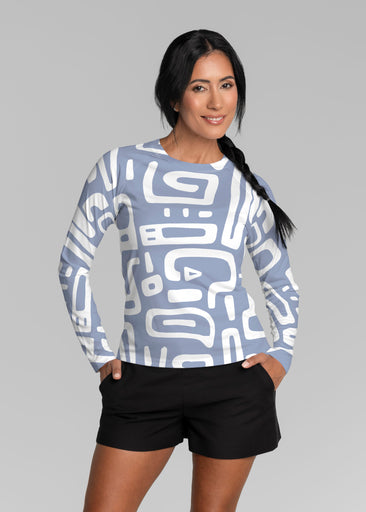 Gentle Geo Blue (26031) ~ Long Sleeve Rash Guard