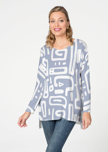 Gentle Geo Blue (26031) ~ Slouchy Butterknit Top