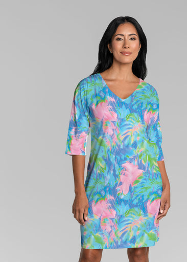 Tropical Fusion (26032) ~ Lucy 3/4 Sleeve V-Neck Dress