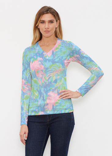 Tropical Fusion (26032) ~ Butterknit Long Sleeve V-Neck Top