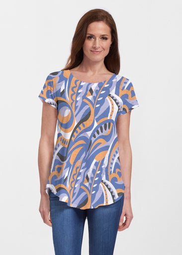 Emilio Mango (26033) ~ Short Sleeve Scoop Neck Flowy Tunic