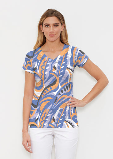 Emilio Mango (26033) ~ Signature Cap Sleeve V-Neck Shirt