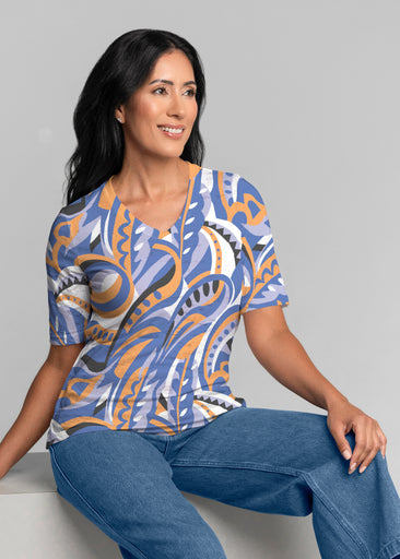 Emilio Mango (26033) ~ Signature Elbow Sleeve V-Neck Top