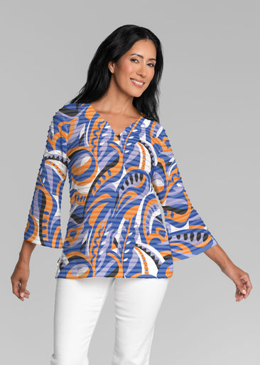 Emilio Mango (26033) ~ Banded 3/4 Bell-Sleeve V-Neck Tunic