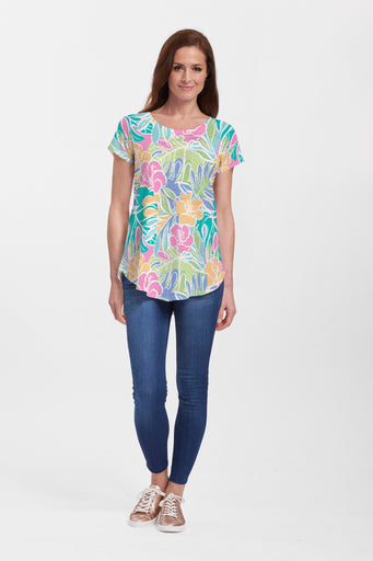 Surfin Safari (26034) ~ Short Sleeve Scoop Neck Flowy Tunic