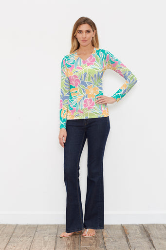 Surfin Safari (26034) ~ Butterknit Long Sleeve V-Neck Top