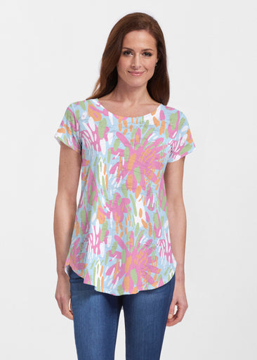 Rain or Shine (26036) ~ Short Sleeve Scoop Neck Flowy Tunic