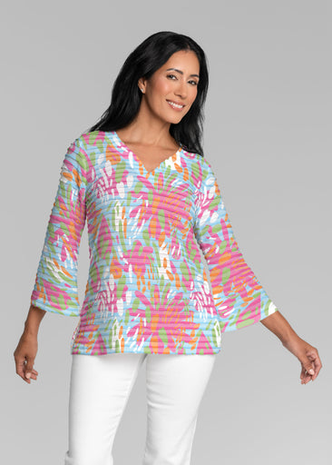 Rain or Shine (26036) ~ Banded 3/4 Bell-Sleeve V-Neck Tunic