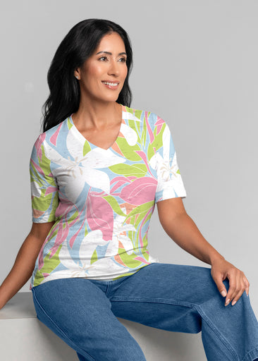 Aloha (26038) ~ Signature Elbow Sleeve V-Neck Top