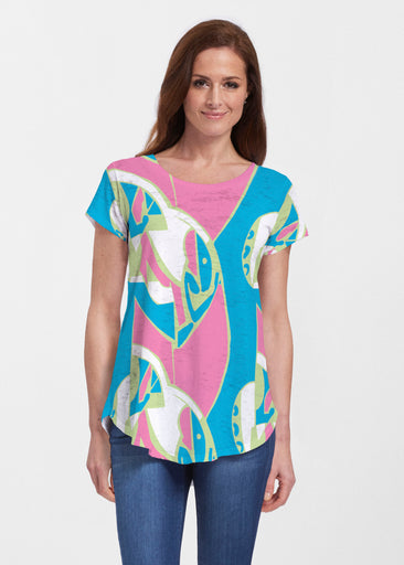 Art Deco (26039) ~ Short Sleeve Scoop Neck Flowy Tunic