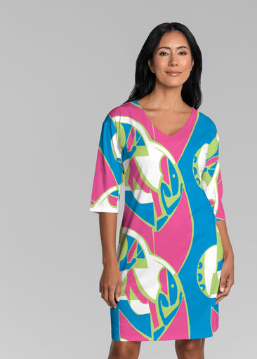 Art Deco (26039) ~ Lucy 3/4 Sleeve V-Neck Dress