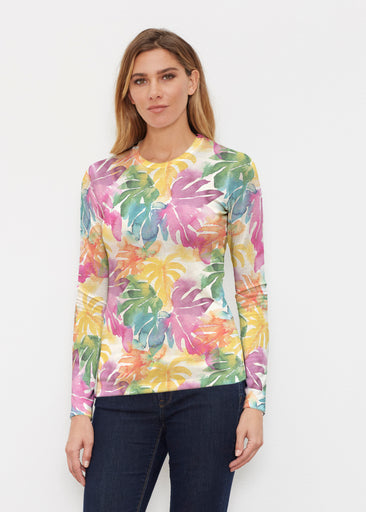 Rainbow Monstera (26040) ~ Butterknit Long Sleeve Crew Top