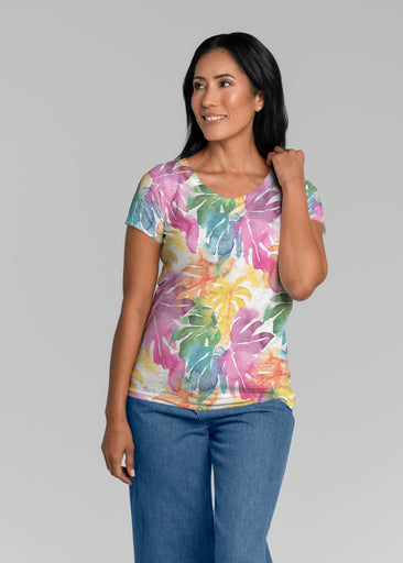 Rainbow Monstera (26040) ~ Short Sleeve Scoop Shirt