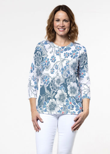 Kalani Blue (26041) ~ Signature 3/4 Sleeve Crew Neck Top