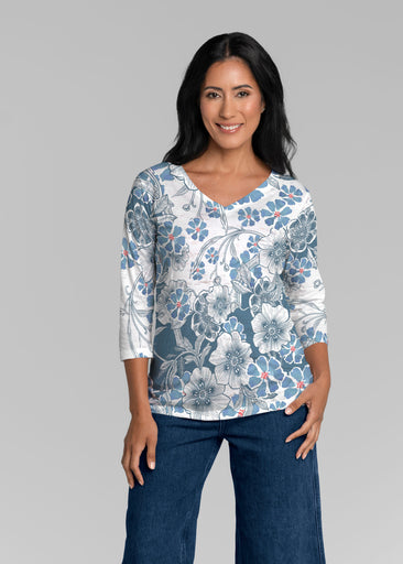 Kalani Blue (26041) ~ Signature 3/4 Sleeve V-Neck Top