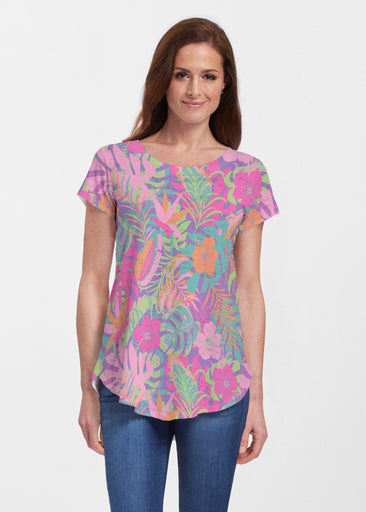 Palm Beach (26042) ~ Short Sleeve Scoop Neck Flowy Tunic