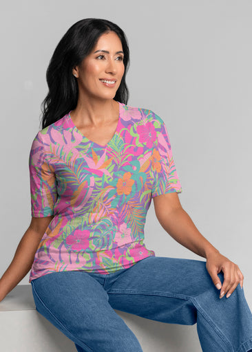 Palm Beach (26042) ~ Signature Elbow Sleeve V-Neck Top