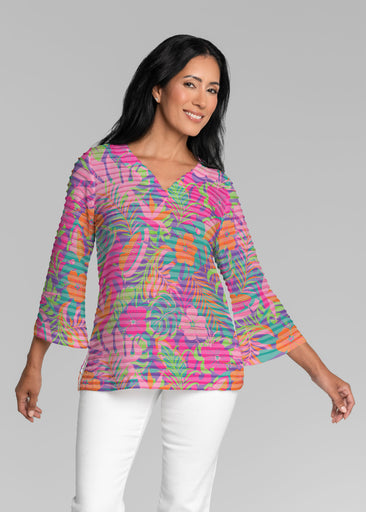 Palm Beach (26042) ~ Banded 3/4 Bell-Sleeve V-Neck Tunic
