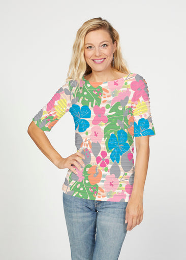 Do Re Mi (26044) ~ Banded Elbow Sleeve Boat Neck Top