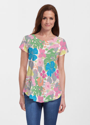 Do Re Mi (26044) ~ Short Sleeve Scoop Neck Flowy Tunic