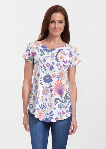 Boho Girl Crocus (26046) ~ Short Sleeve Scoop Neck Flowy Tunic
