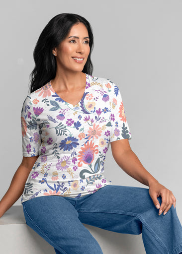 Boho Girl Crocus (26046) ~ Signature Elbow Sleeve V-Neck Top