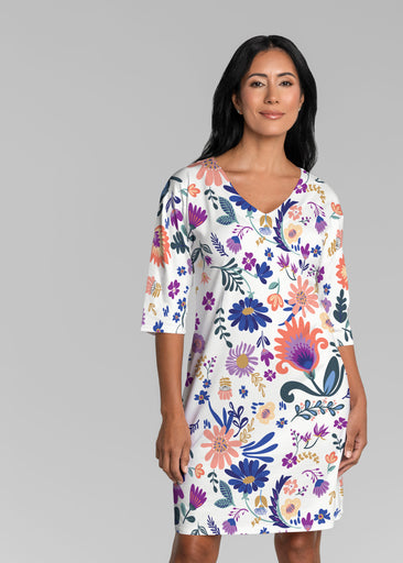 Boho Girl Crocus (26046) ~ Lucy 3/4 Sleeve V-Neck Dress