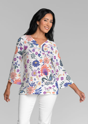 Boho Girl Crocus (26046) ~ Banded 3/4 Bell-Sleeve V-Neck Tunic