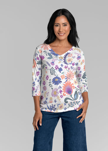 Boho Girl Crocus (26046) ~ Signature 3/4 Sleeve V-Neck Top