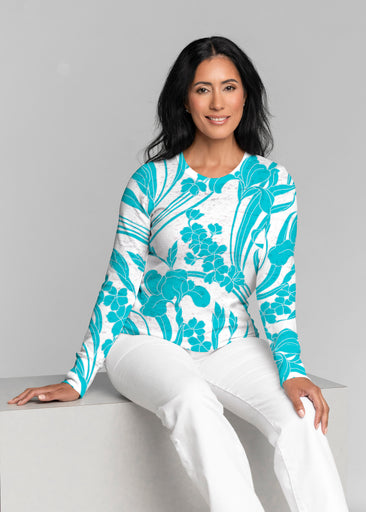 Iris and Vine Blue (26049) ~ Thermal Long Sleeve Crew Shirt