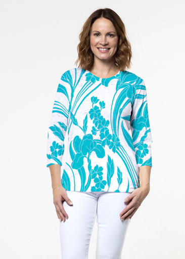Iris and Vine Blue (26049) ~ Signature 3/4 Sleeve Crew Neck Top