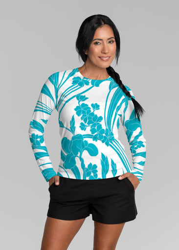 Iris and Vine Blue (26049) ~ Long Sleeve Rash Guard