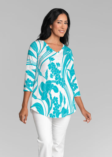 Iris and Vine Blue (26049) ~ V-neck Flowy Tunic