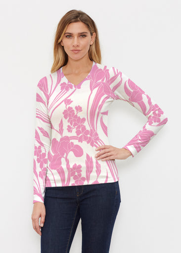 Iris and Vine Pink (26050) ~ Butterknit Long Sleeve V-Neck Top