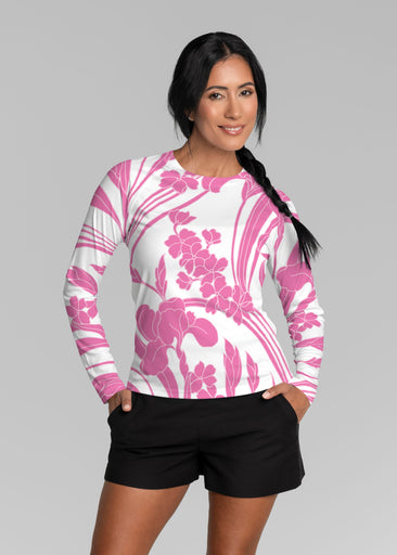 Iris and Vine Pink (26050) ~ Long Sleeve Rash Guard