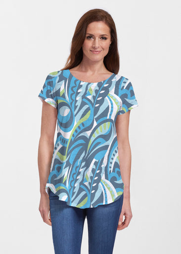 Emilio Lime (26054) ~ Short Sleeve Scoop Neck Flowy Tunic