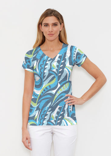 Emilio Lime (26054) ~ Signature Cap Sleeve V-Neck Shirt