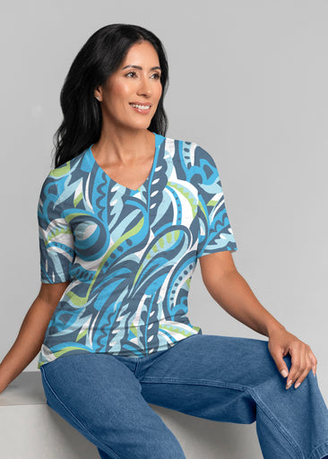 Emilio Lime (26054) ~ Signature Elbow Sleeve V-Neck Top