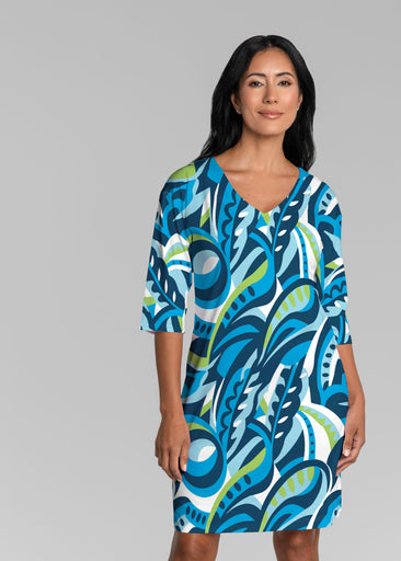 Emilio Lime (26054) ~ Lucy 3/4 Sleeve V-Neck Dress